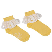 A'Dee Girls Lemon Broderie Anglaise Ankle Socks